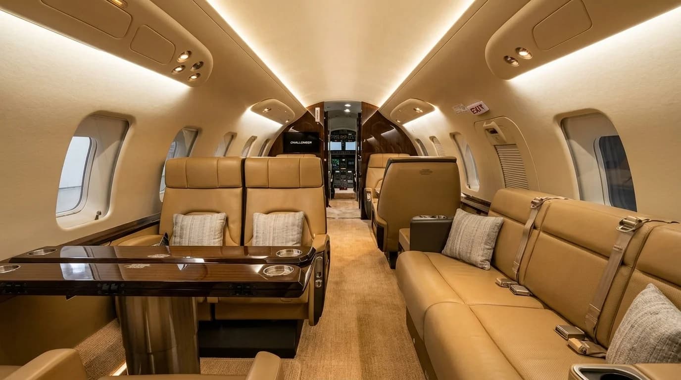 Bombardier Challenger heavy jet cabin interior