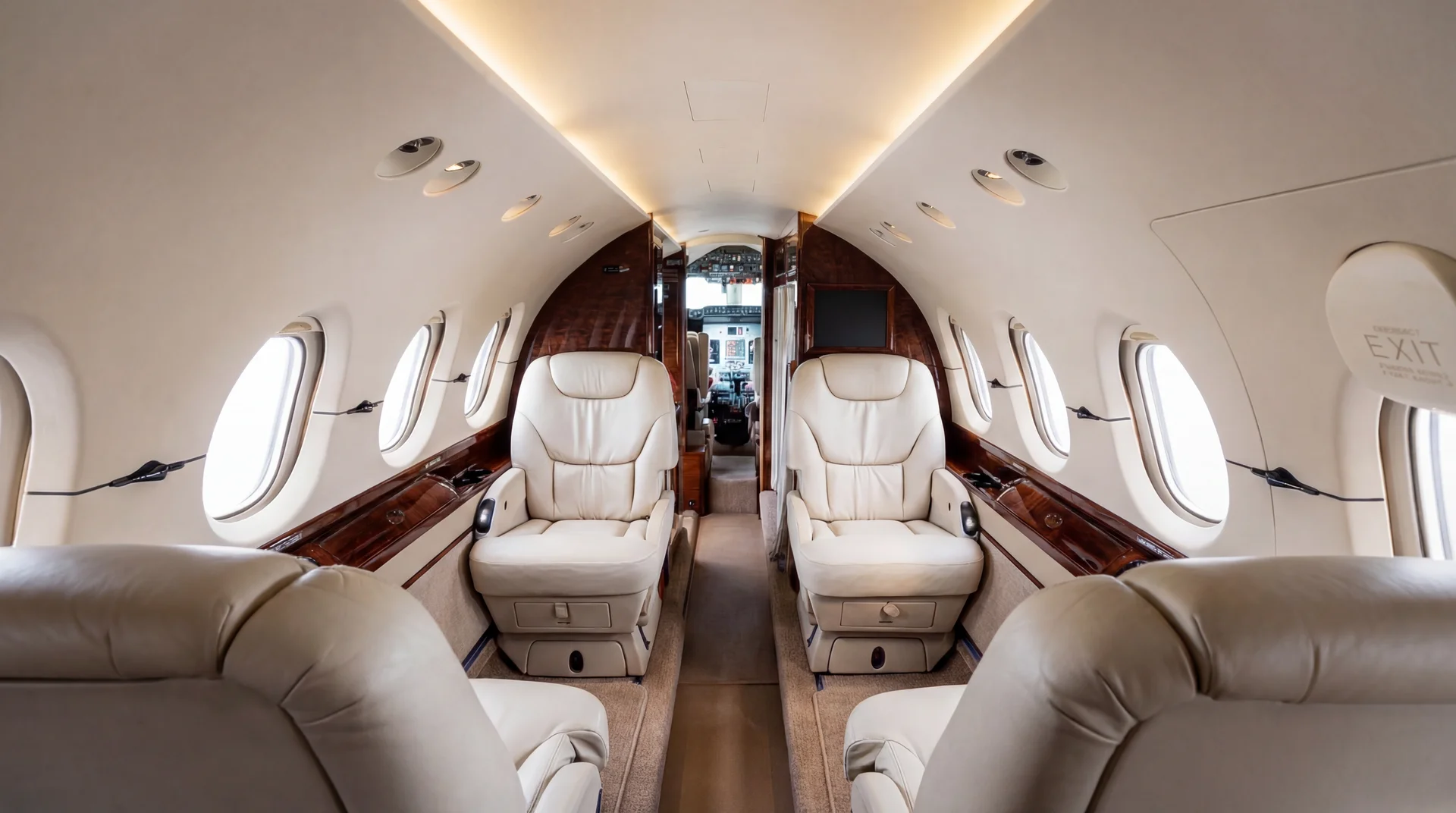 Hawker midsize jet cabin interior